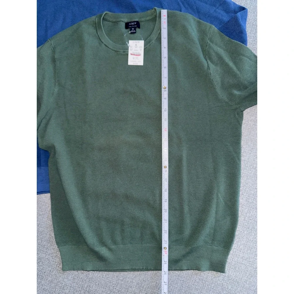 J.Crew Mens 100% Cotton Textured Waffle Knit Crewneck Sweater Lot 2 Blue Green M